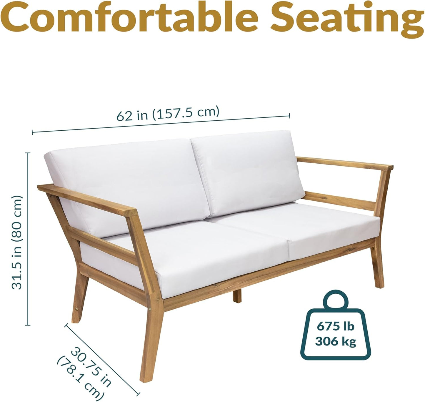 🌿 Cozy Acacia Wood Outdoor Loveseat 🛋️ – Stylish Patio Seating for Relaxing Moments ☀️