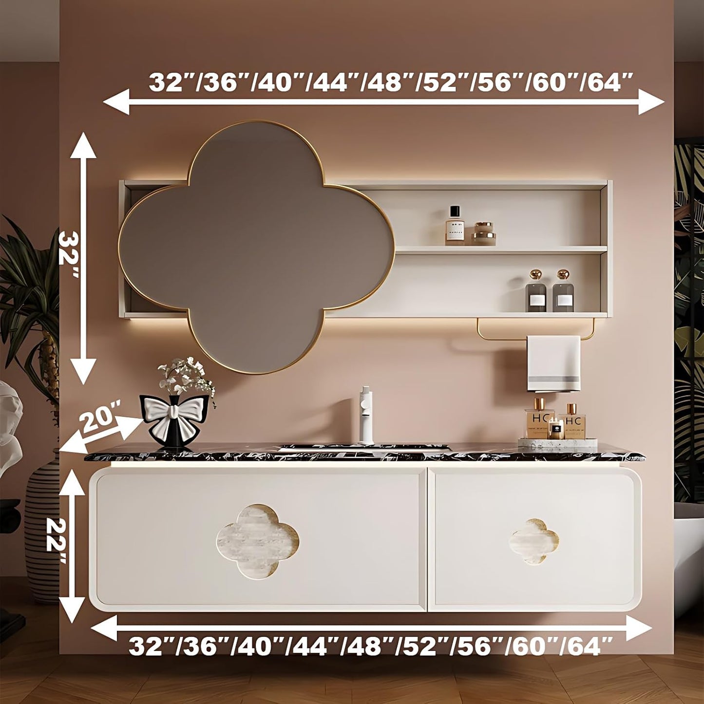 Elegant Floating Bathroom Vanity Set with Sink 🛁✨ | Modern Storage & Stylish LED Mirror for Small Spaces 🪞💧