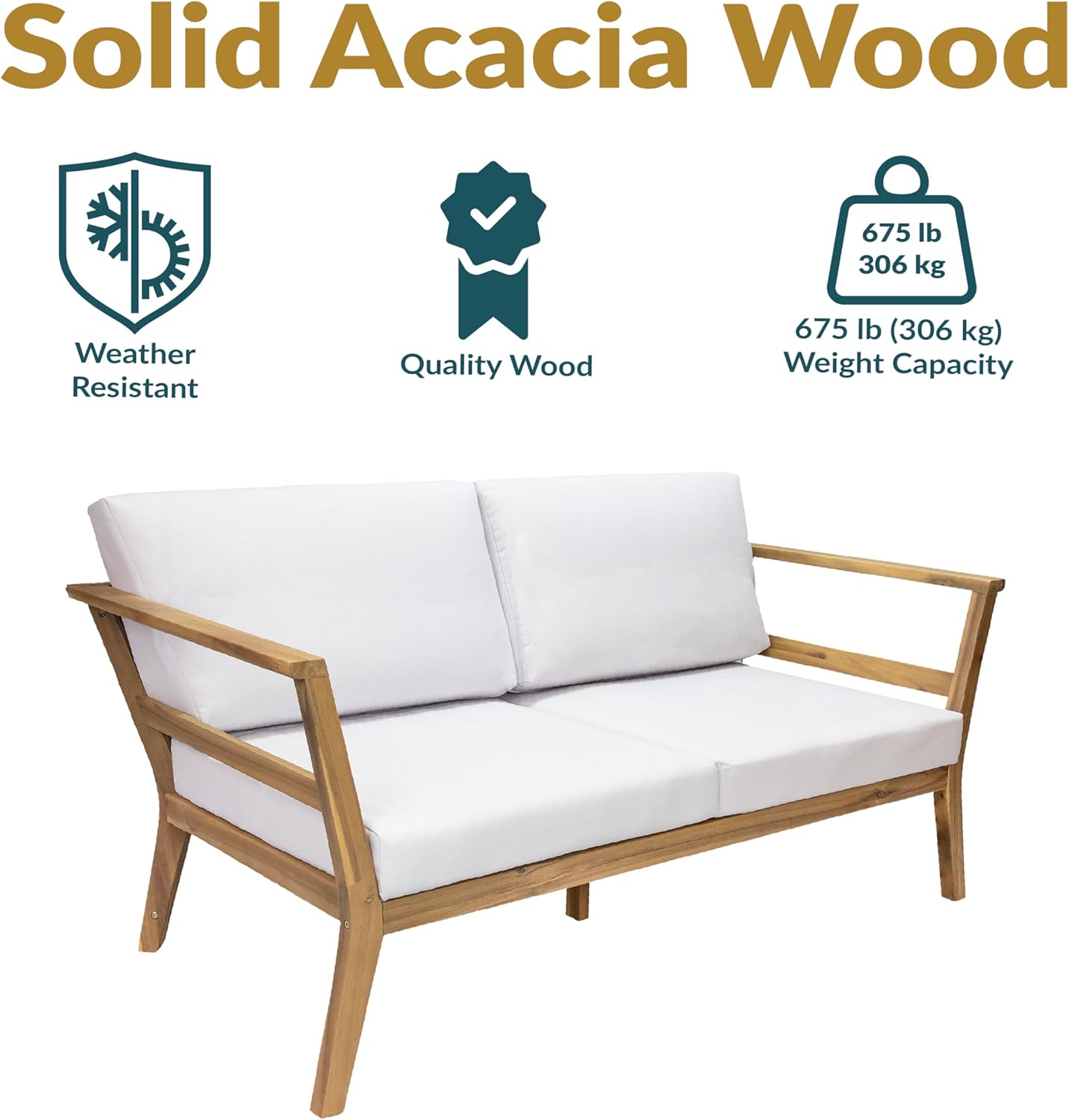 🌿 Cozy Acacia Wood Outdoor Loveseat 🛋️ – Stylish Patio Seating for Relaxing Moments ☀️