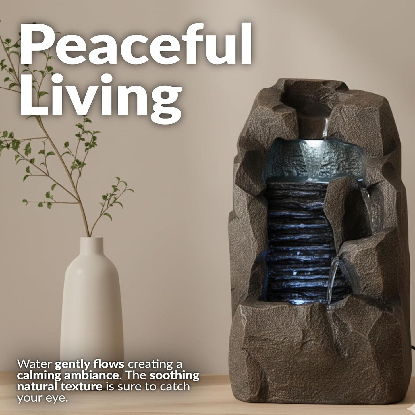 🌊 Serene Indoor Tabletop Waterfall Fountain – Relax & Refresh Your Space 🕊️