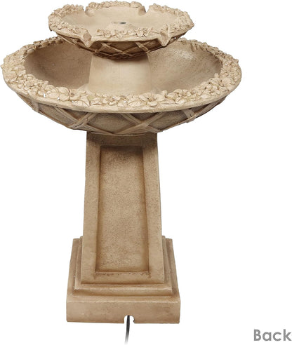 🌸 Elegant Beveled Flower Birdbath Fountain 🕊️ – Serene Outdoor Water Feature 💦