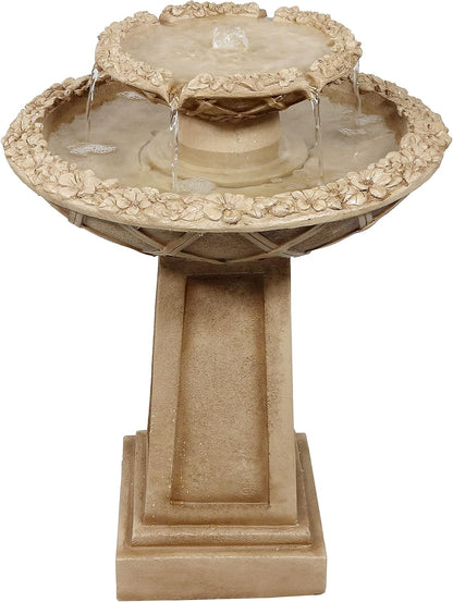 🌸 Elegant Beveled Flower Birdbath Fountain 🕊️ – Serene Outdoor Water Feature 💦