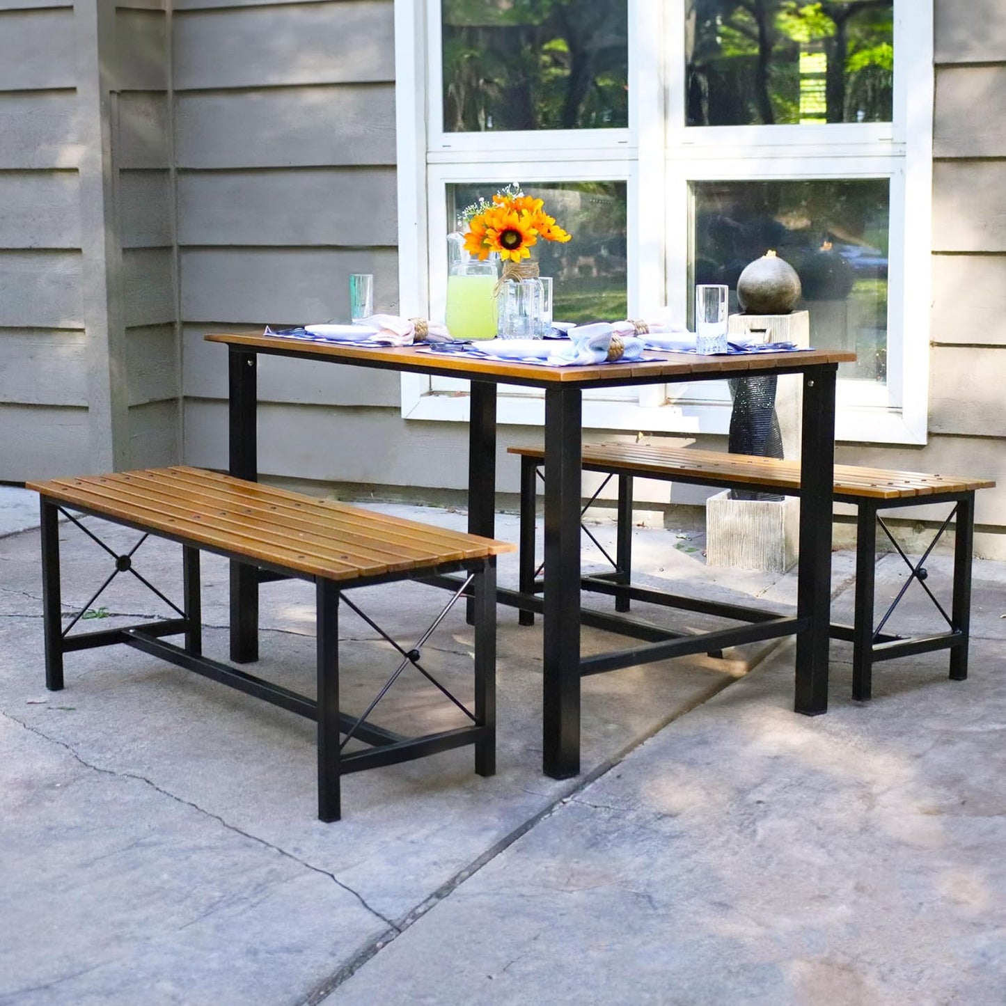 Cozy 3-Piece Indoor & Outdoor Dining Set 🍃☕ – Stylish Table & Chairs for Relaxing Meals!