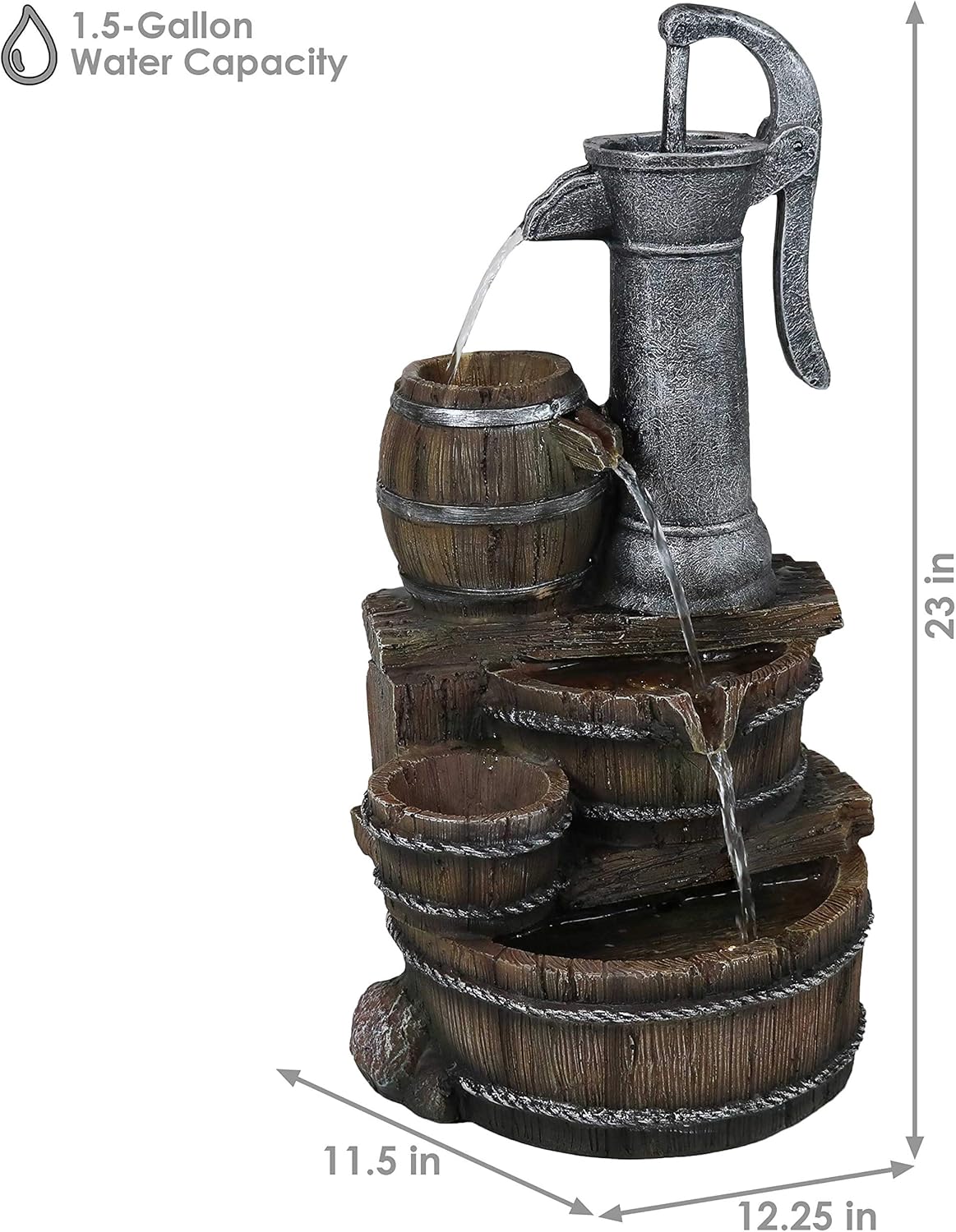 🌾 Rustic Farmhouse Outdoor Barrel Fountain – Relaxing Water Feature for Garden & Patio 💦✨