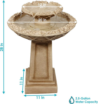 🌸 Elegant Beveled Flower Birdbath Fountain 🕊️ – Serene Outdoor Water Feature 💦