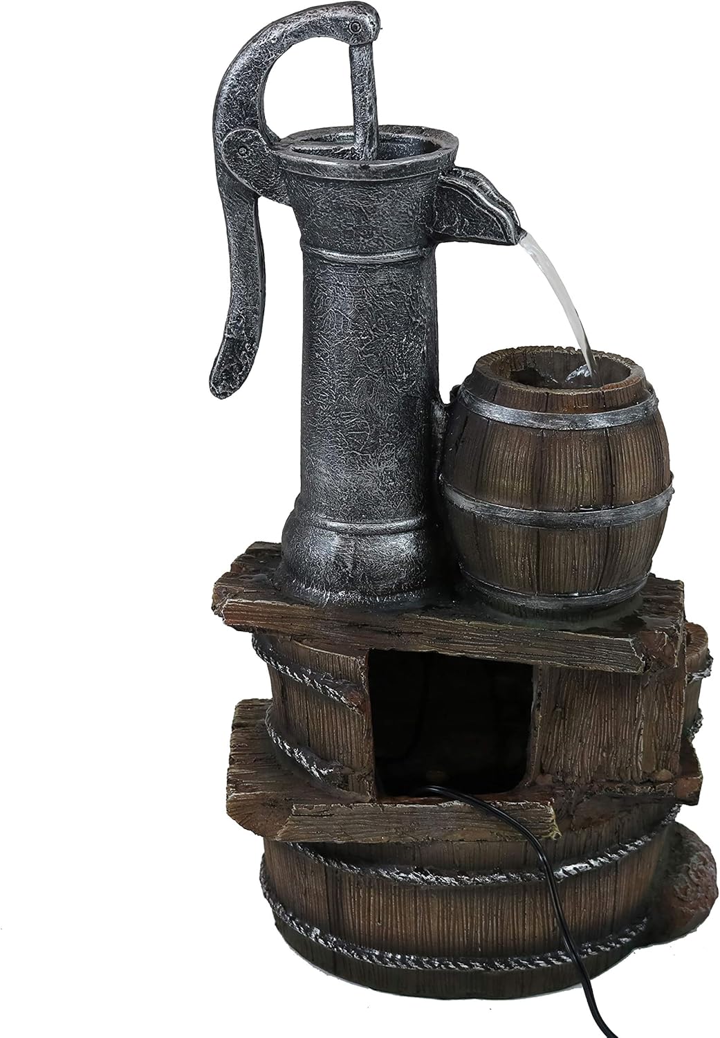 🌾 Rustic Farmhouse Outdoor Barrel Fountain – Relaxing Water Feature for Garden & Patio 💦✨