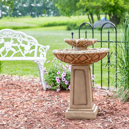 🌸 Elegant Beveled Flower Birdbath Fountain 🕊️ – Serene Outdoor Water Feature 💦