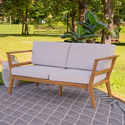 🌿 Cozy Acacia Wood Outdoor Loveseat 🛋️ – Stylish Patio Seating for Relaxing Moments ☀️