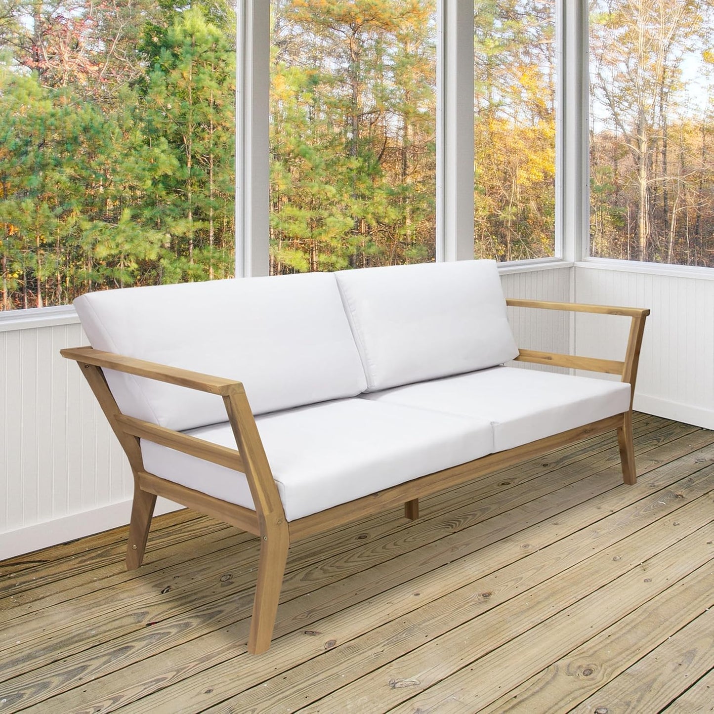 🌿 Cozy Acacia Wood Outdoor Loveseat 🛋️ – Stylish Patio Seating for Relaxing Moments ☀️