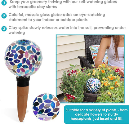 🌿 Vacation-Ready Mosaic Glass Plant Watering Globe 💧✨