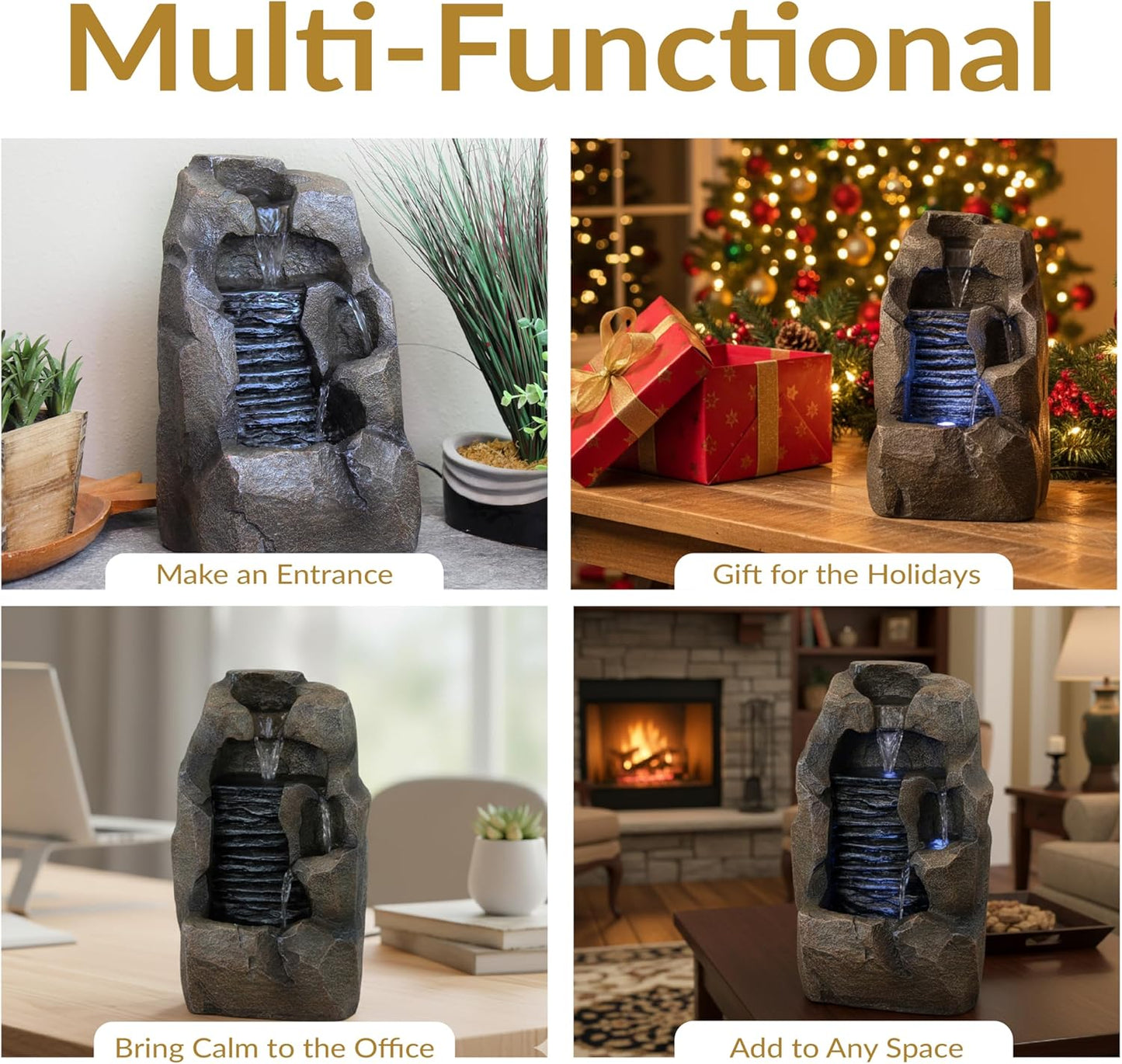 🌊 Serene Indoor Tabletop Waterfall Fountain – Relax & Refresh Your Space 🕊️