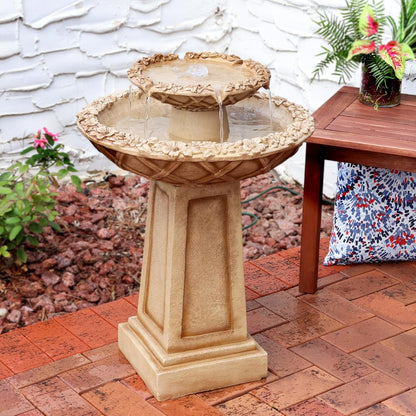 🌸 Elegant Beveled Flower Birdbath Fountain 🕊️ – Serene Outdoor Water Feature 💦