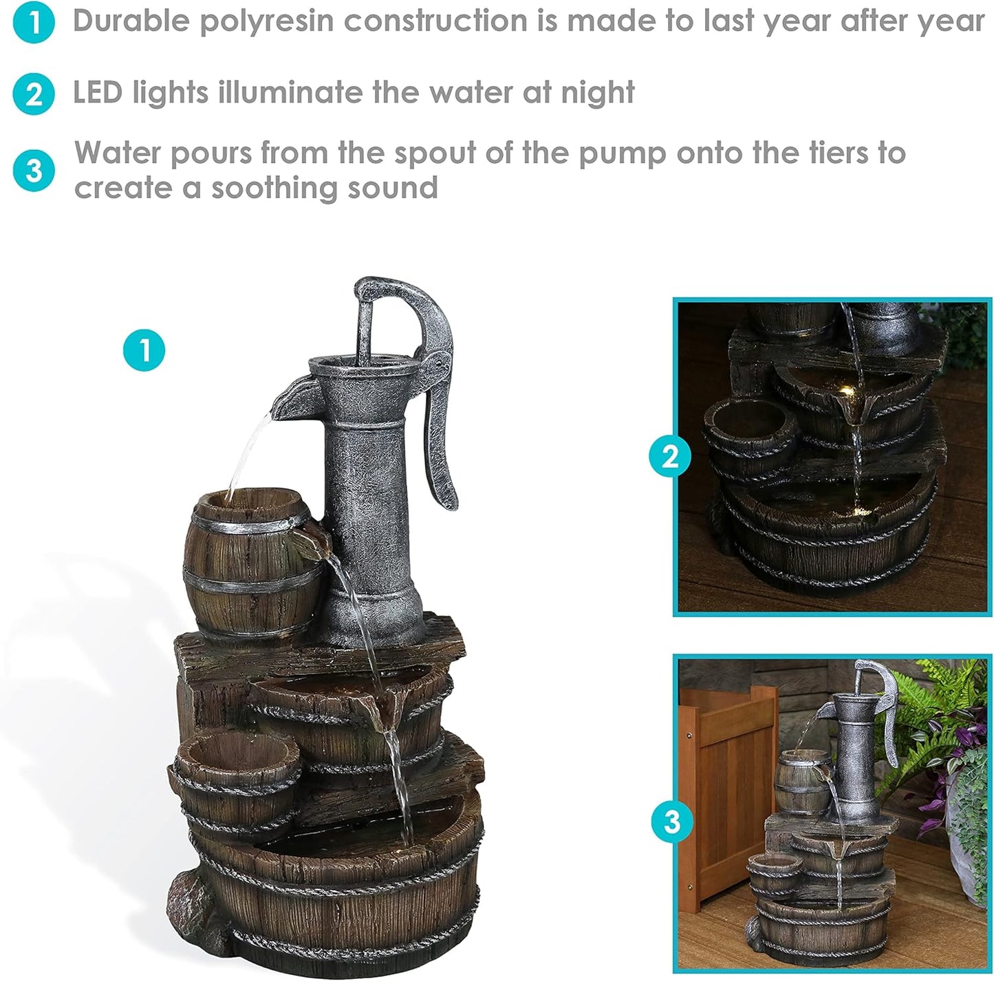 🌾 Rustic Farmhouse Outdoor Barrel Fountain – Relaxing Water Feature for Garden & Patio 💦✨