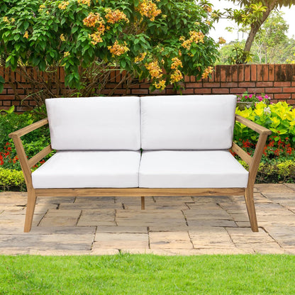 🌿 Cozy Acacia Wood Outdoor Loveseat 🛋️ – Stylish Patio Seating for Relaxing Moments ☀️