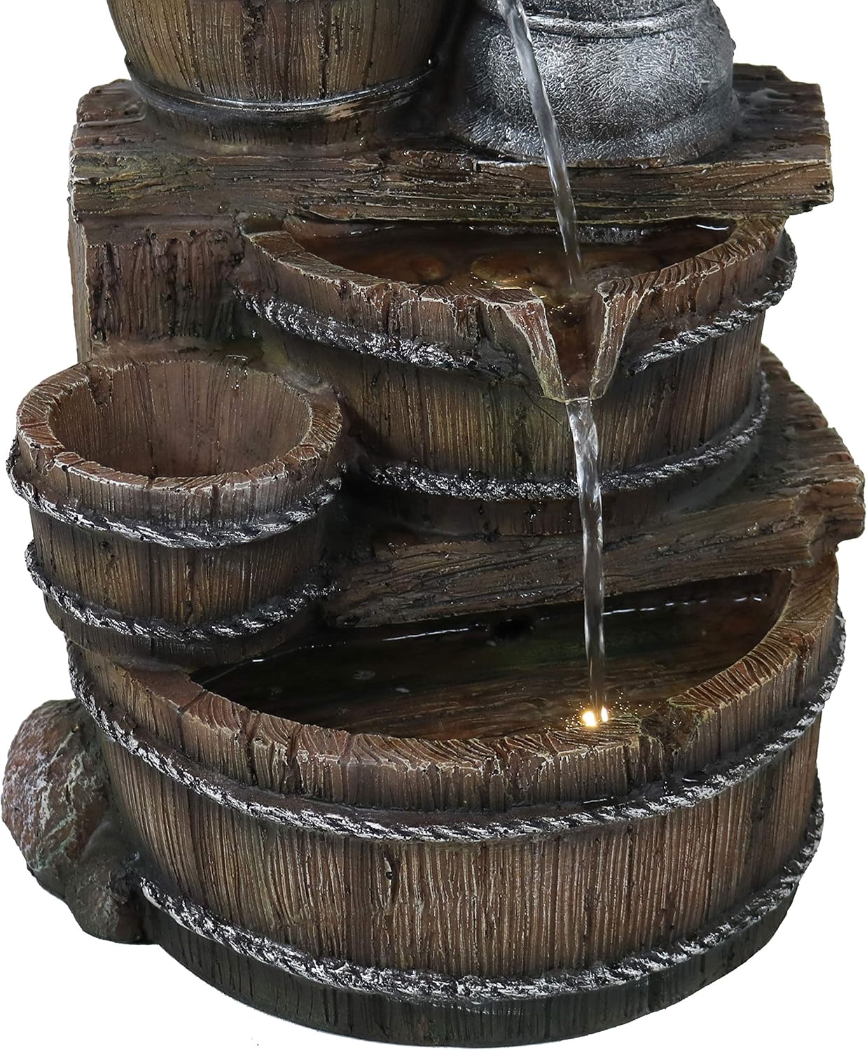 🌾 Rustic Farmhouse Outdoor Barrel Fountain – Relaxing Water Feature for Garden & Patio 💦✨