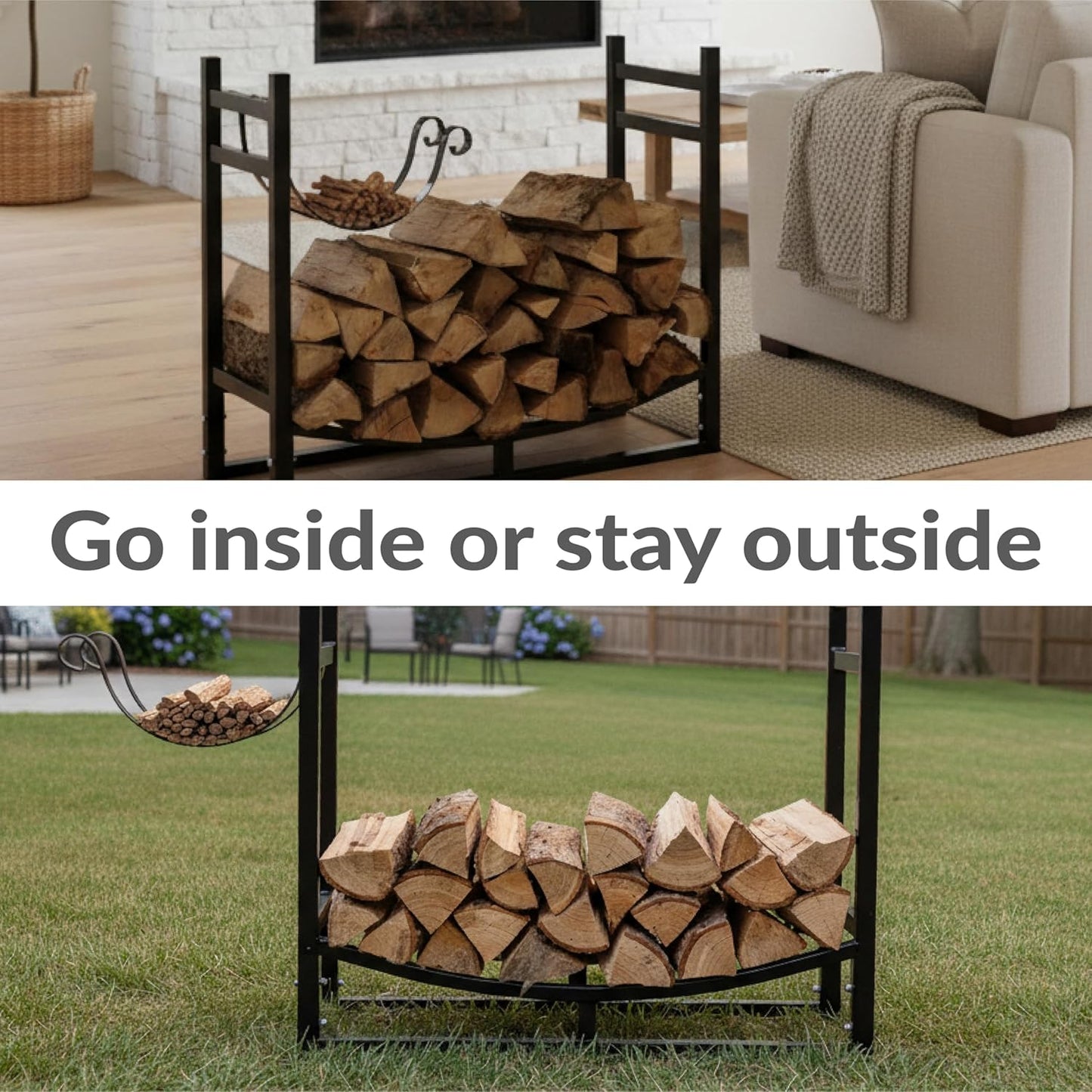 🔥 Outdoor Firewood & Kindling Rack – Sturdy Fireplace Storage for Backyard & Patio 🌿🪵