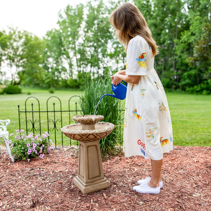 🌸 Elegant Beveled Flower Birdbath Fountain 🕊️ – Serene Outdoor Water Feature 💦